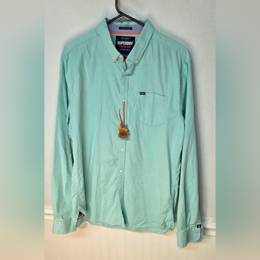 NWT Superdry Mens Shirt XL Merchant Regular Fit Long Sleeve Button Down M40105AT